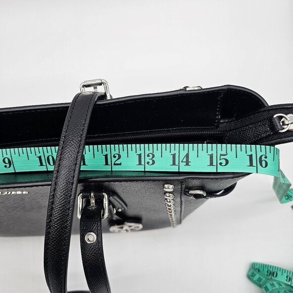 Michael Kors Voyager Medium Crossgrain Leather Tote, Black - Picture 14 of 16